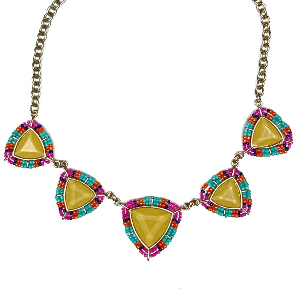 Boho Beaded Triangle Statement Necklace